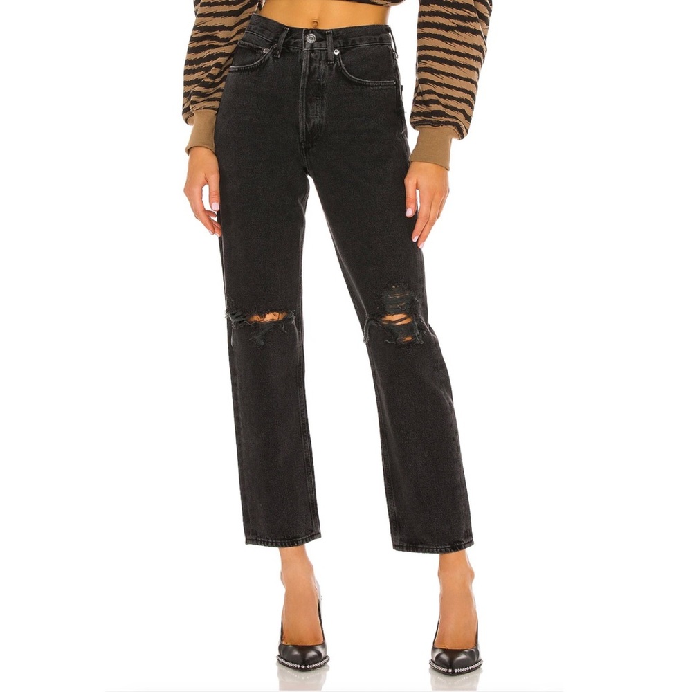 Agolde 90's Mid Rise Loose Jeans in Faded Black